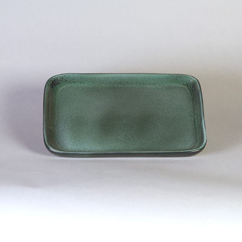 Plat vert chiné - Grès - 15x18
