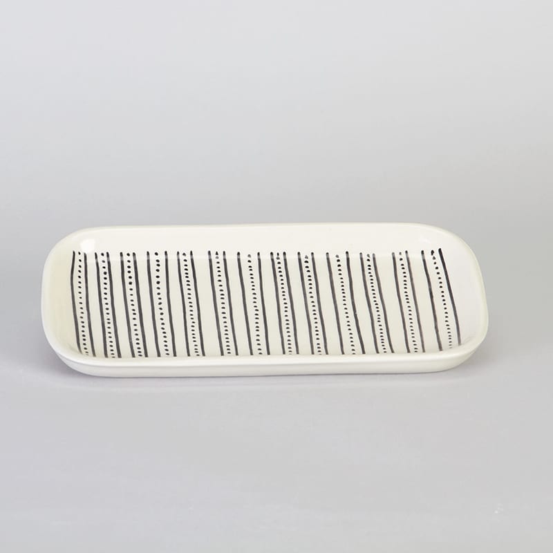 Plat blanc - Motif Dot - 10x20