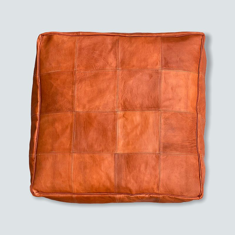 Grand Pouf carré en cuir - Carré