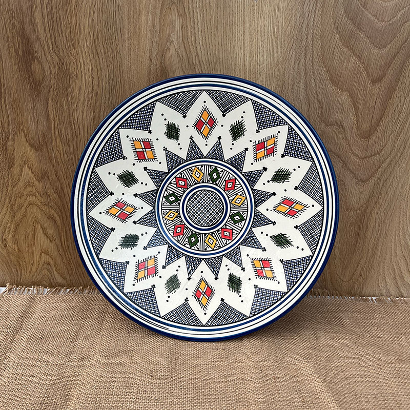 Plat marocain 35 cm. TONS BLEUS - Blå berber