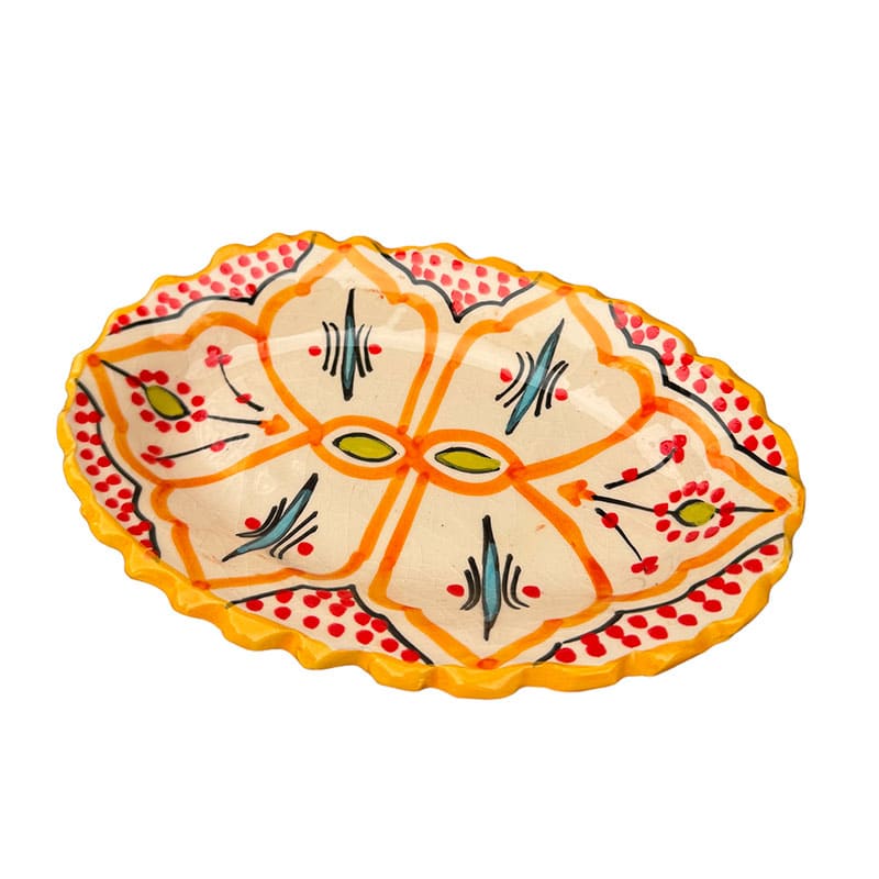 Assiettes en céramique marocaine - ovales dentelées - Gul