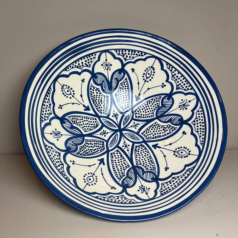 Bol Marocain en Céramique - 26cm TONS BLEU ET VIOLETTE - Blå Blomst