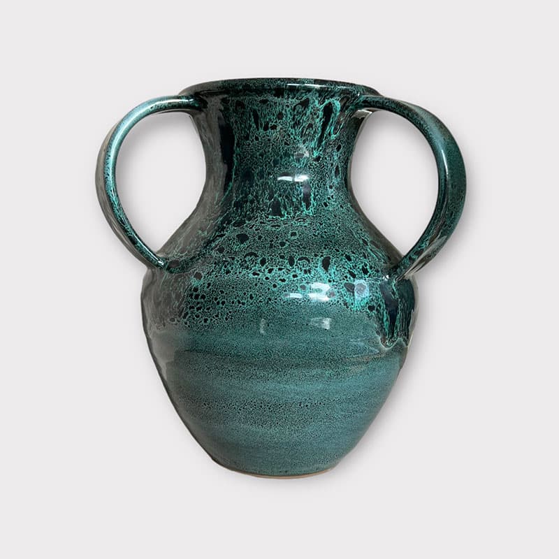 Vase en grès vert marbré