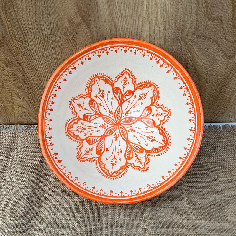 Bol marocain en céramique - 32 cm. ORANGE