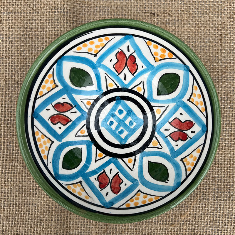 Bols marocains 12 cm. - Grøn/Lyseblå