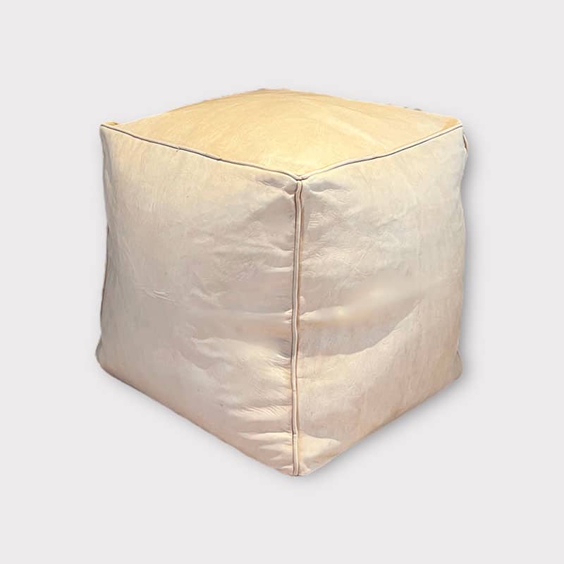 Pouf en cuir - carré NUDE - 40x40