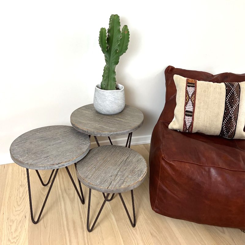 Tables en bois gris/bleu MOULE - Medium